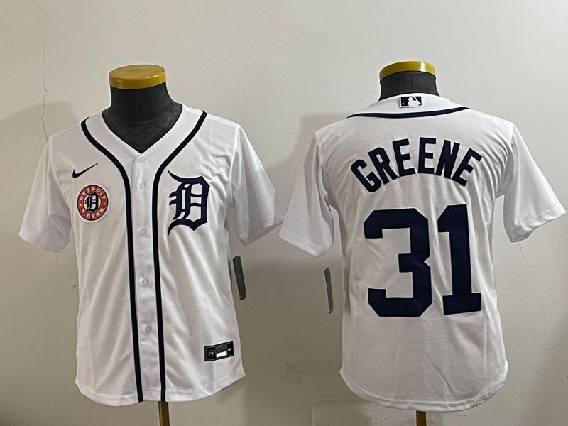 Youth 2025 Detroit Tigers 31 Greene White Game Nike MLB Jersey style 6